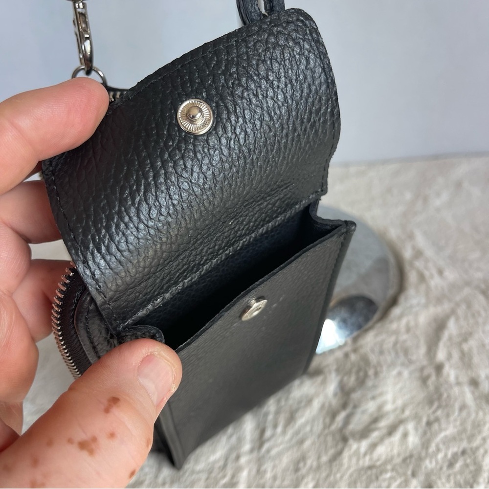 VERA PELLE Black Leather Crossbody Wallet And Phone Pocket - Picture 11 of 16